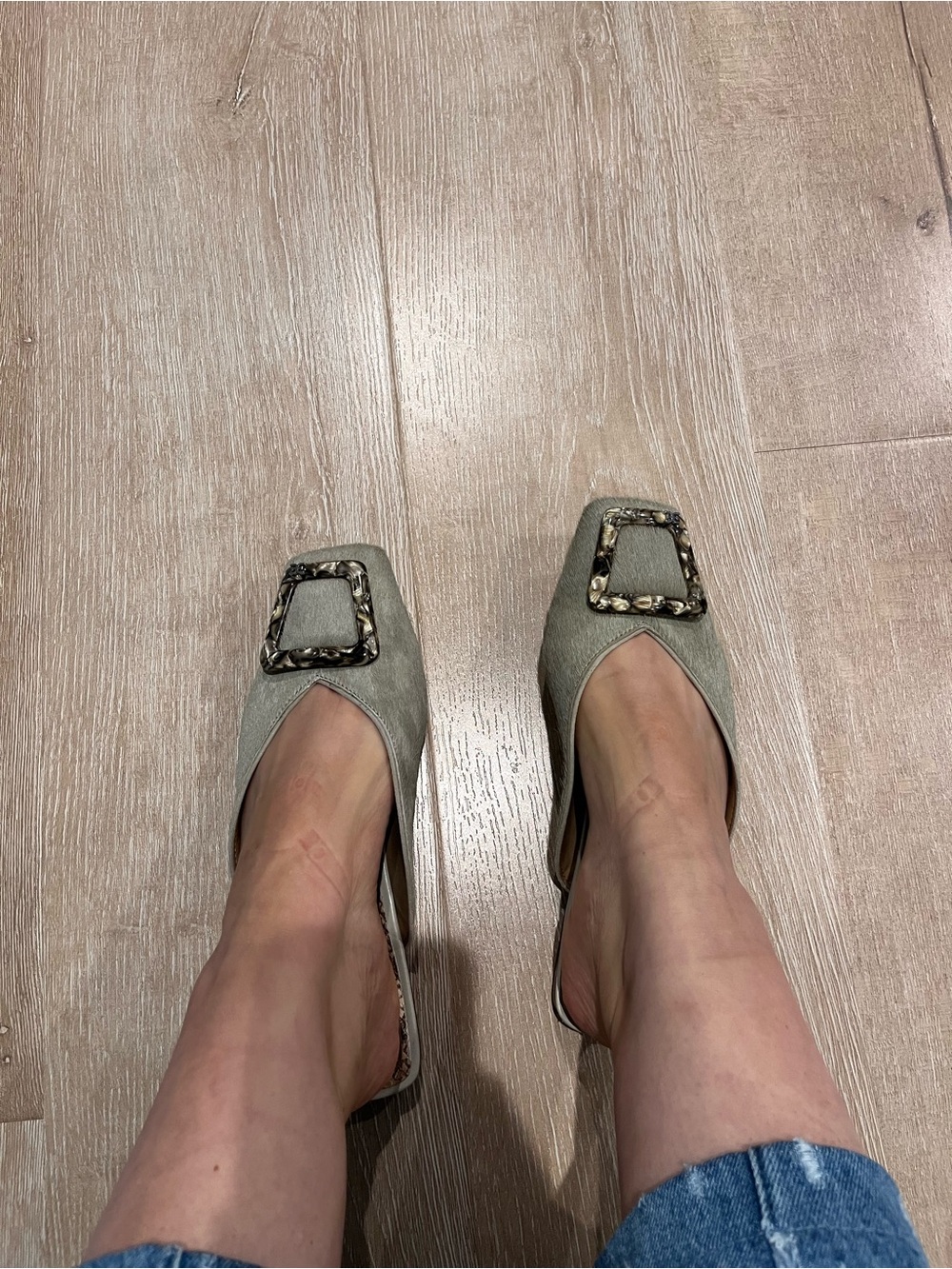 Sam Edelman Elegant Square-Toe Slip-On Flats in Sage